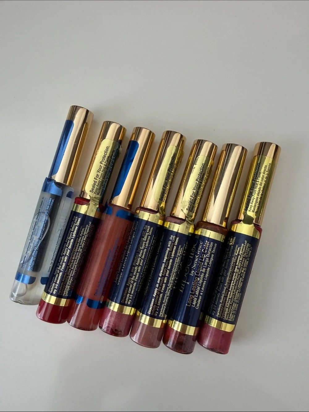 LipSense First Love, Aussie Rose, Caramel Apple, Fly Girl, Berry, Glossy